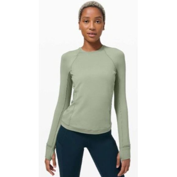 Lululemon Runderful Long Sleeve Rulu *Brushed Willow Green-sz 4 - Picture 5 of 12